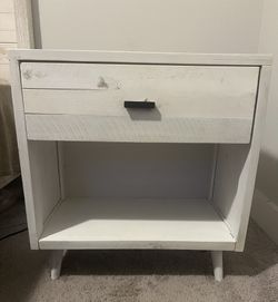 White Rustic Bedroom Nightstand