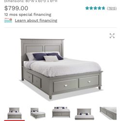 Full Gray Storage Bed