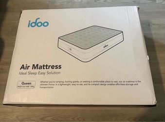 iDOO Air Mattress Queen Gray 18” Built-In Electric Pump 650lb I-C-04 NEW
