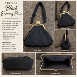 Vintage Black Satin Evening Purse