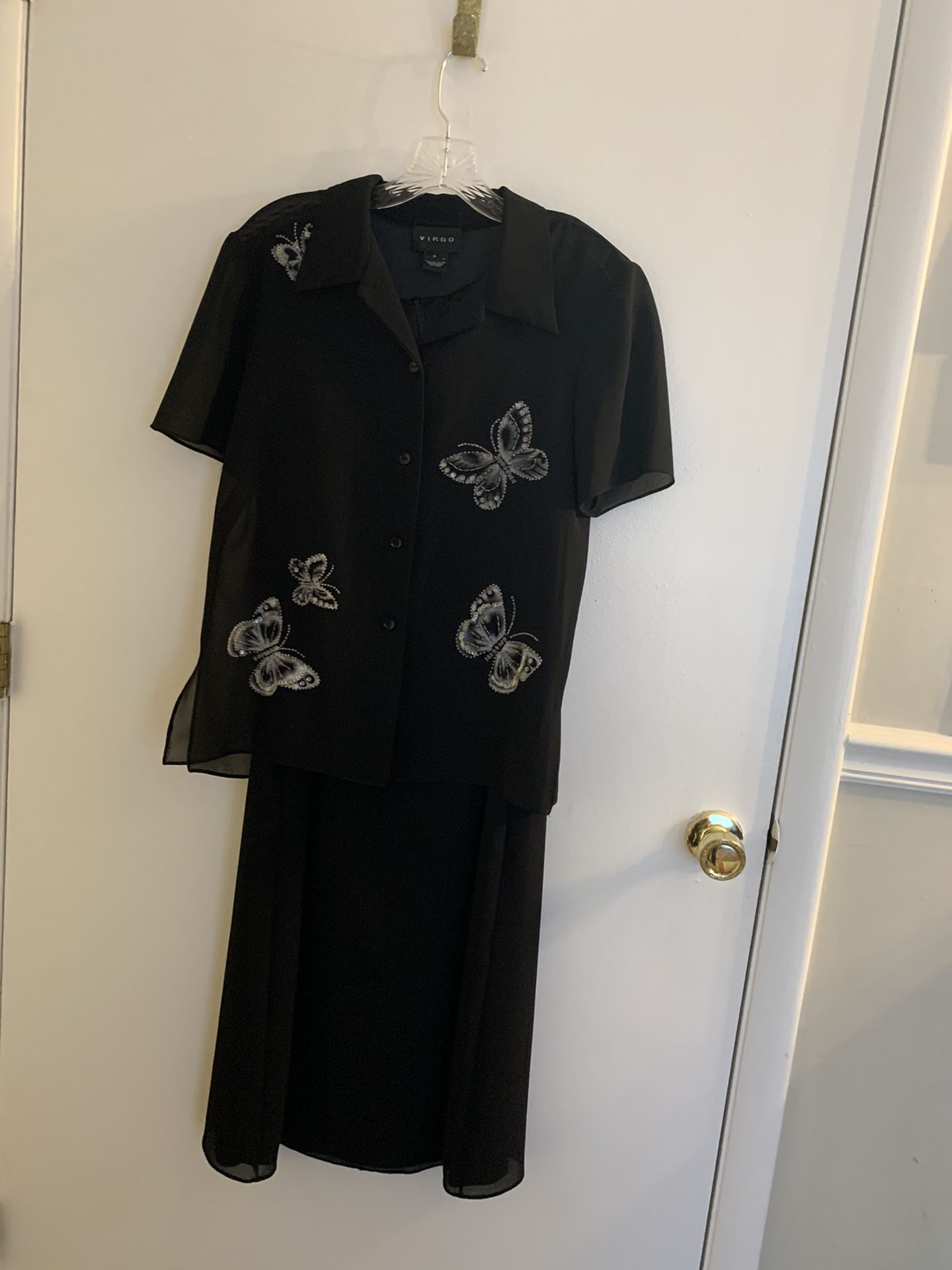 Virgo Size 8 Black Dress & Sheer Blouse