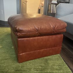 Brown Leather Ottoman