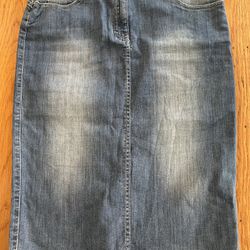Womens Comfort Denim Jean Skirt Pockets Straight Pencil Slit Back - Size 7/8