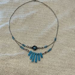 Vintage Hand Made Faux turquoise necklace