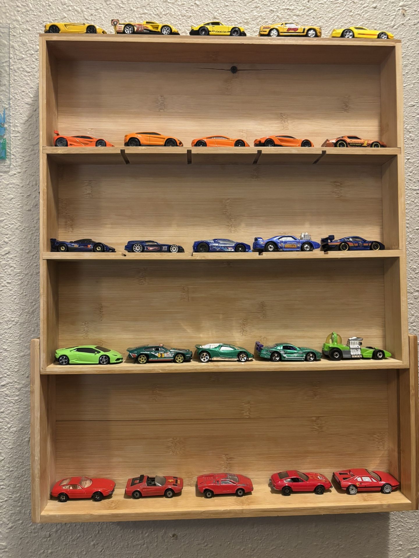 25 High Dollar Color Coordinated Hot Wheels With Display Case