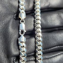 Brand New 7mm Silver Cuban Link Chain 24-inch 