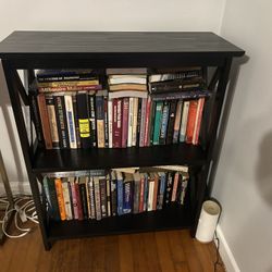 Black 3-Shelf Bookshelf / Bookcase with X-Side Design