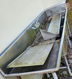 Dual deep sink, stainless steel countertop on galvanized legs