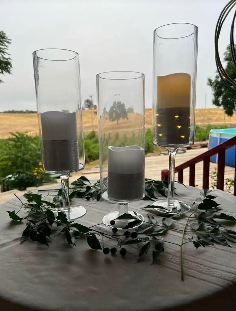 Candle Holders Plus Flamless Candles Wedding Centerpiece