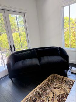 Anthropologie Corinne Black Velvet Sofa 83"