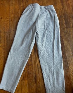 Size medium women's blue and white striped pants