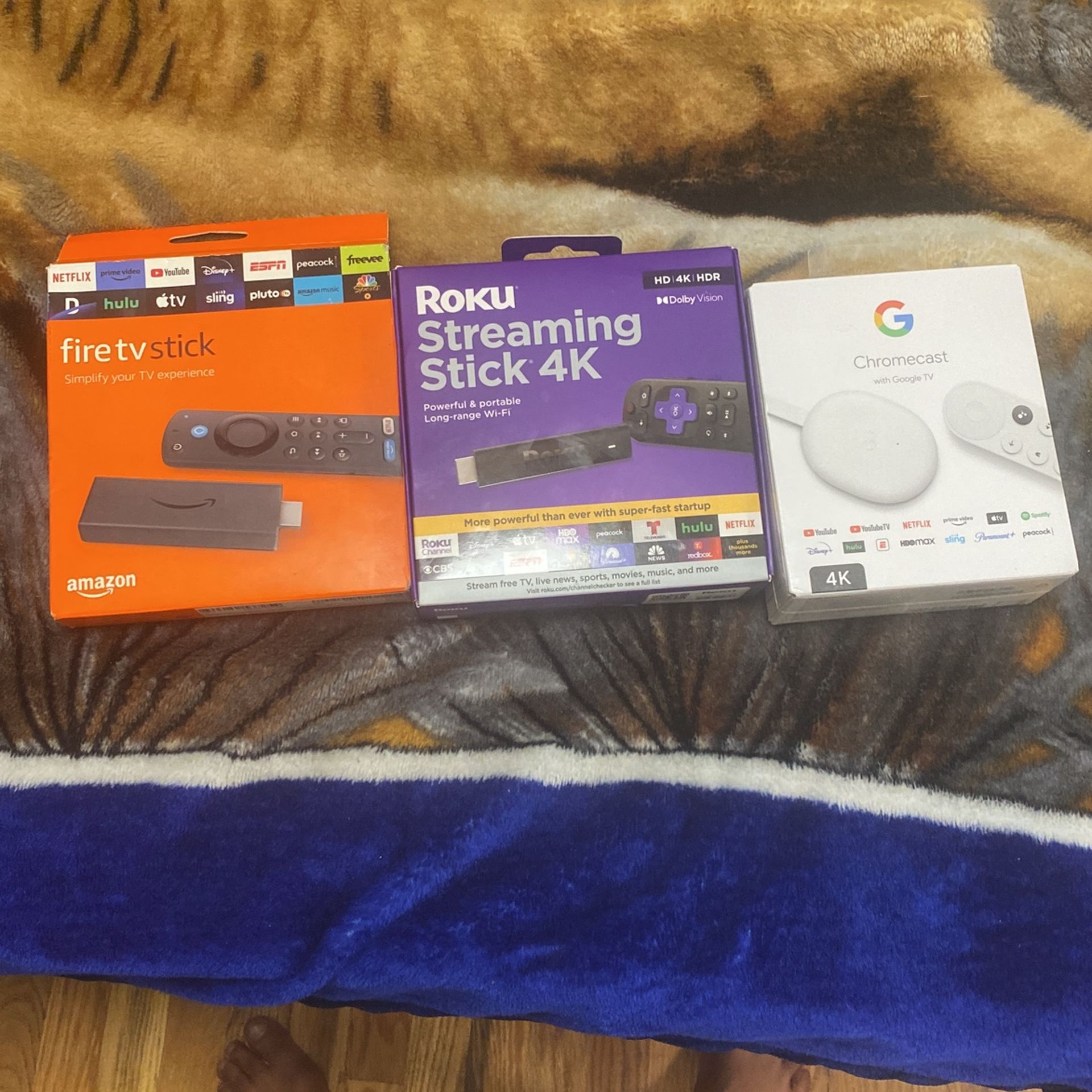 fire stick and roku streaming stick 4k and chromecast with google tv