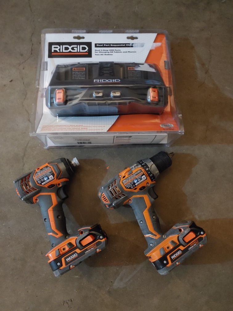 Ridgid 18volt impact/drill combo with dual port sequential charger