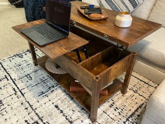 Like New Lift-Top Coffee Table w/ Storage — Rustic Brown