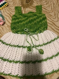 Green Hand Made Dress For Girls