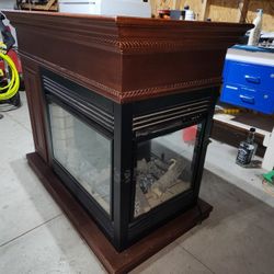 3 Sided Fireplace & Heater with Buffet Tabletop