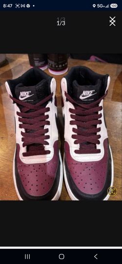 Nike Men's Mid Top Lace-Up Athletic Sneaker Colorblock Burgundy/White/Black, size 9