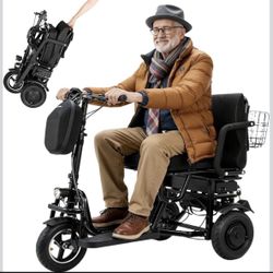 3 Wheel Mobility Scooter for Seniors Adults 300 lbs 700W Travel Airline Approved Folding Scooters Lightweight Handicap Scooter Elderly Collapsible Ele