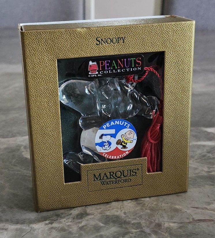 Marquis Waterford Crystal Snoopy Ornament Peanuts Collection 2001