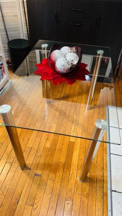 Glass Top Dining Table with Chrome Legs