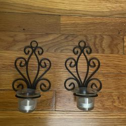 2 Metal Votive Candle Wall Hanging Decor