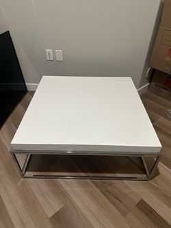 modern white & silver square coffee table