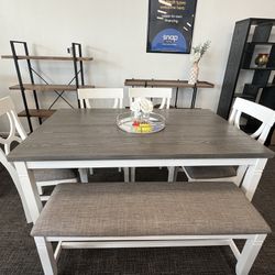 Dining Table Set W/Bench 
