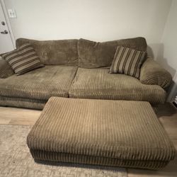 Green Corduroy Sofa plus Ottoman 