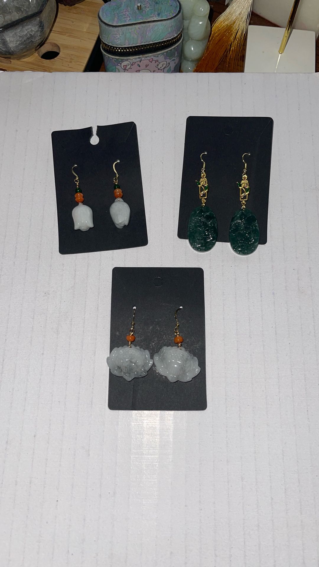 Burma Jade Earrings:Lotus, Landscape or Closed Lotus