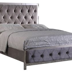 Glam Mirrored Metallic Finish Bed