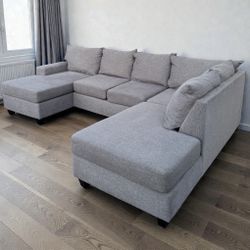 LIGHT GREY SECTIONAL COUCH SOFA 