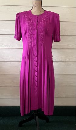 Vintage Magenta Dress 1992 Kathie Lee for Plaza South Petites Unknown Size