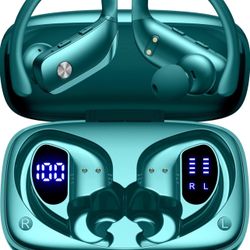 Brandnew Wireless Earbuds Bluetooth Headphones 48hrs Play Back Sport Earphones with LED Display Over-Ear Buds with Earhooks Built-in Mic Headset for W