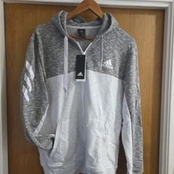 Men's Adidas hoodie zip sweater large French terry 