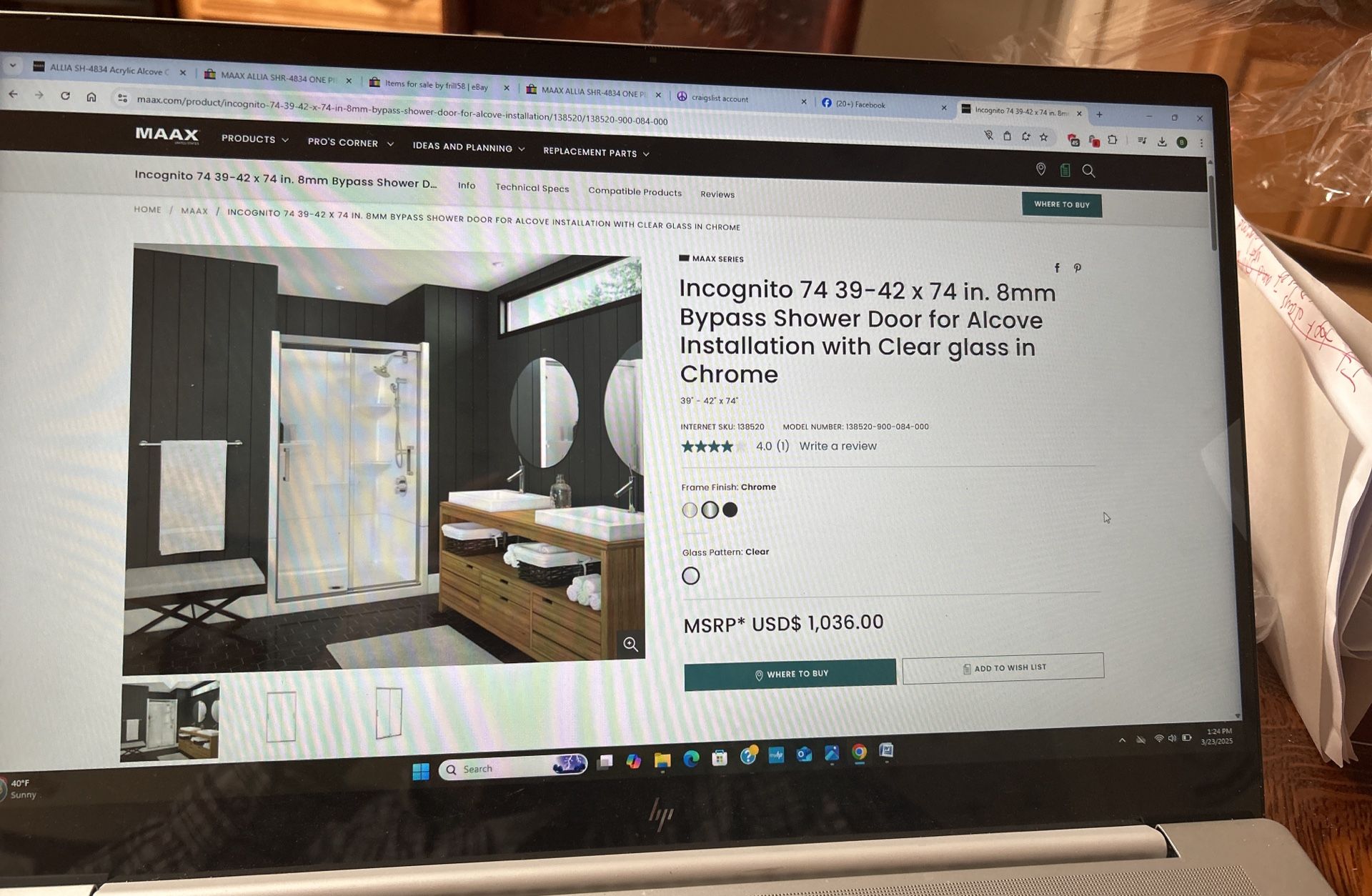 74 39-42x74 Inch 8 mm Bypass Glass