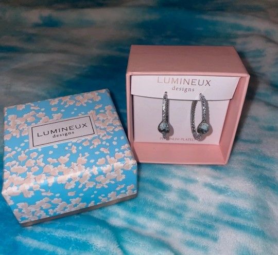 Lumineaux Designs Platinum Plated CZ Hoop Earrings