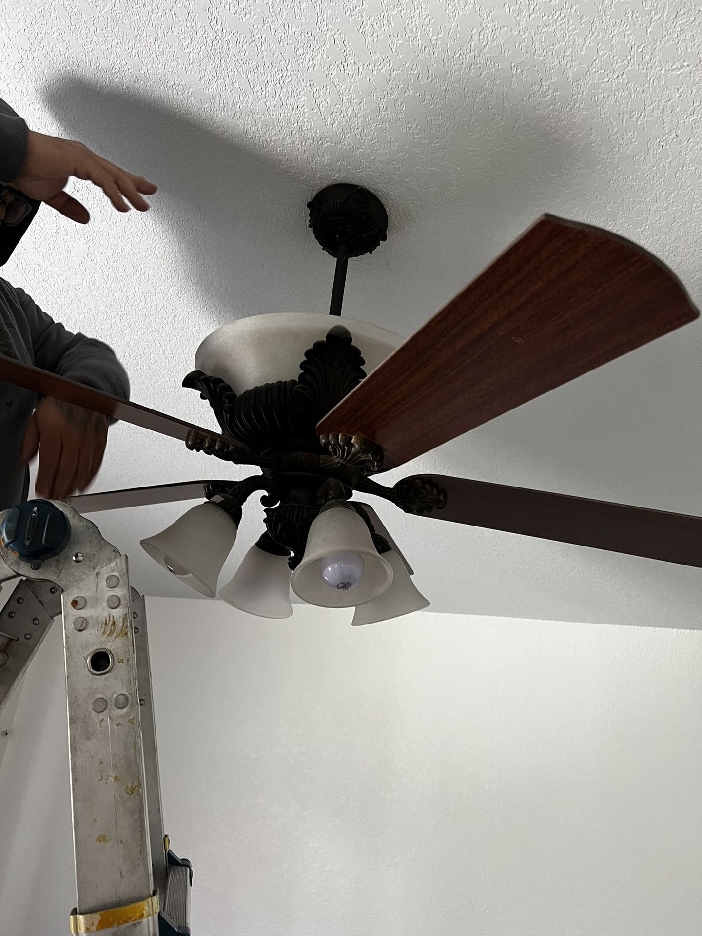 Bronze Ceiling Fan Upper Light And Lower Lights - Free