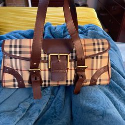 Burberry Handbag : Haymarket Check Buckle Bag **Authentic