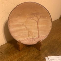 Vintage African Carved and Hand Painted Soapstone Plate