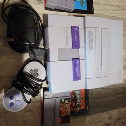 Super Nintendo With 1 Controller And 2 Games