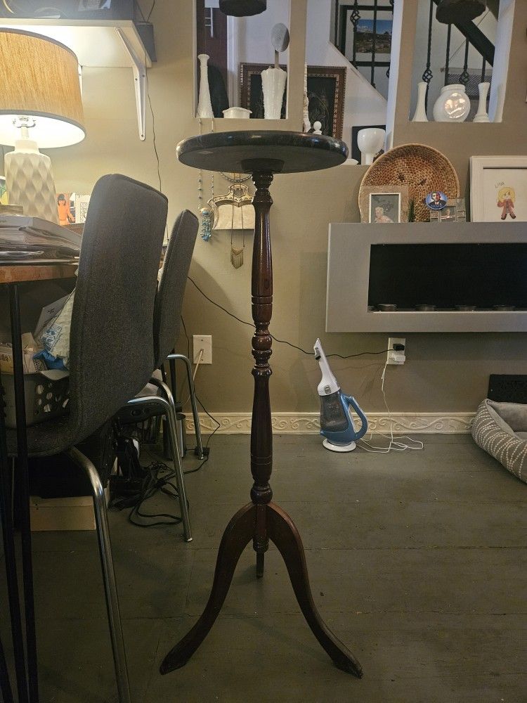 Vintage/Antique Wood & Marble Plant Stand