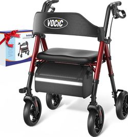 NEW Rollator Walker, Supports 350lb, 8" wheels for All Terrain, Height Adjustment, Lightweight