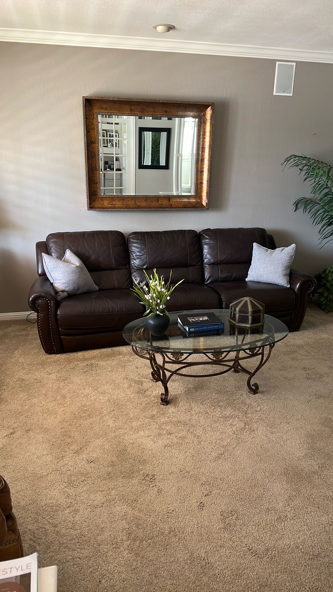 Macys Brown Leather sectional
