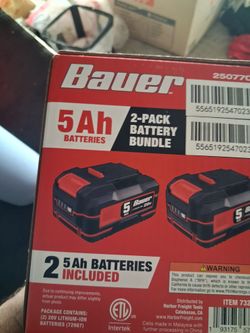 Bauer 20V 5Ah Lithium-Ion Battery 2-Pack