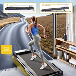 TOPUTURE Walking Pad Treadmill with 12% Incline & Handle Bar, 
