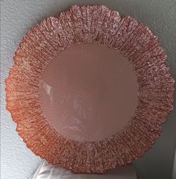 Rose color glossy decorative platter 12" in diameter