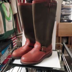 Chippewa Tall Snake Boots L23913 Brown Green Leather Cordura Women's Size 7 M