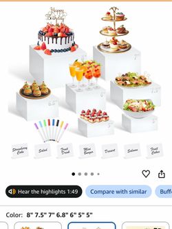 7 White Acrylic Buffet Riser Display Stand Set