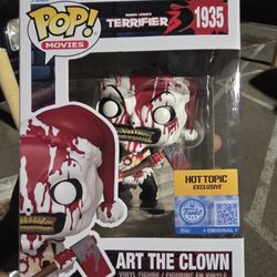 Funko Pop Movies Terrifier 3 ART THE CLOWN BLOODY AXE # 1935 HOT TOPIC EXCLUSIVE