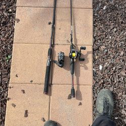 Two Fishing Poles, Black Max And Ugly Stick Bait Caster & Real